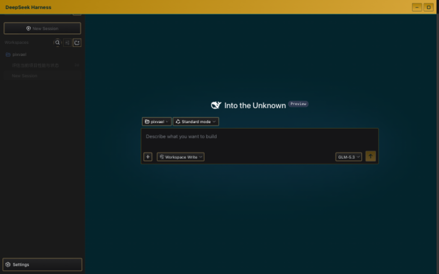 DeepSeek Harness Web UI running the Solarized Dark theme